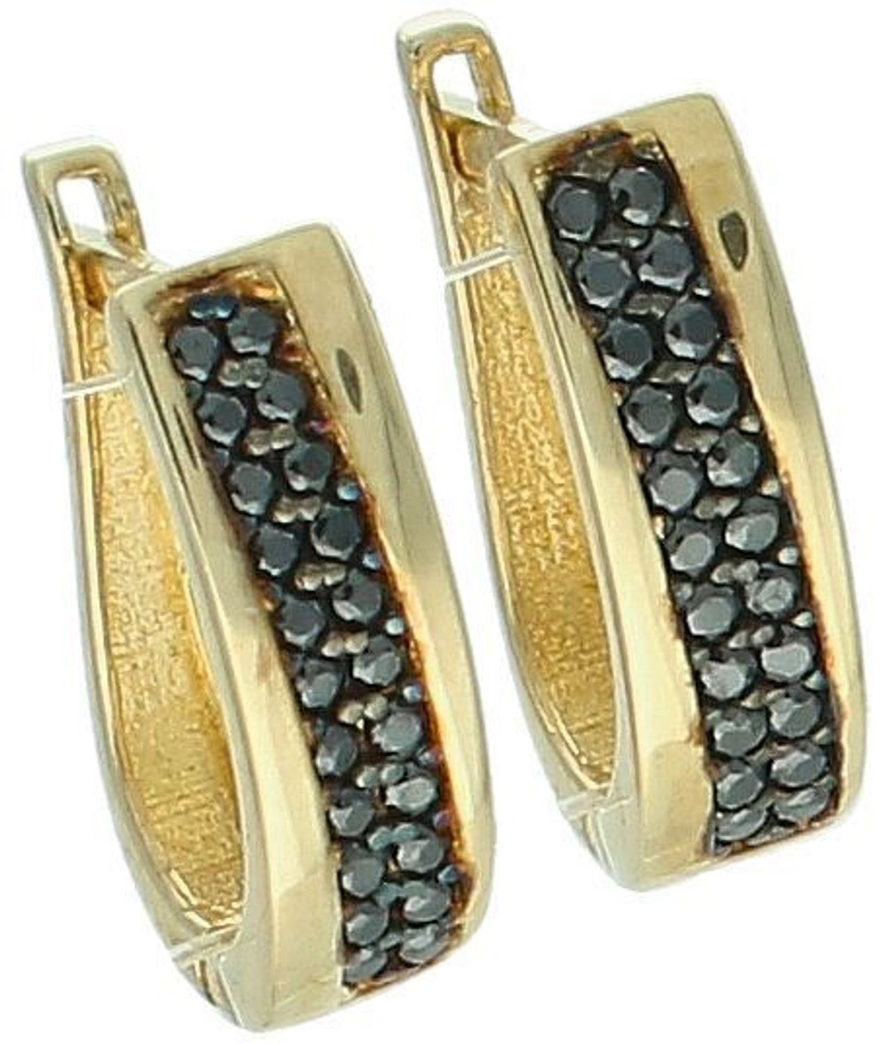 Kolczyki złote z czarną cyrkonią pr 333, KL 6440 333  Kolczyki złote z czarną cyrkonią, wykonane z wysokiej jakości złota próby 333, to elegancka biżuteria, która wyróżnia się subtelnym 1.jpg